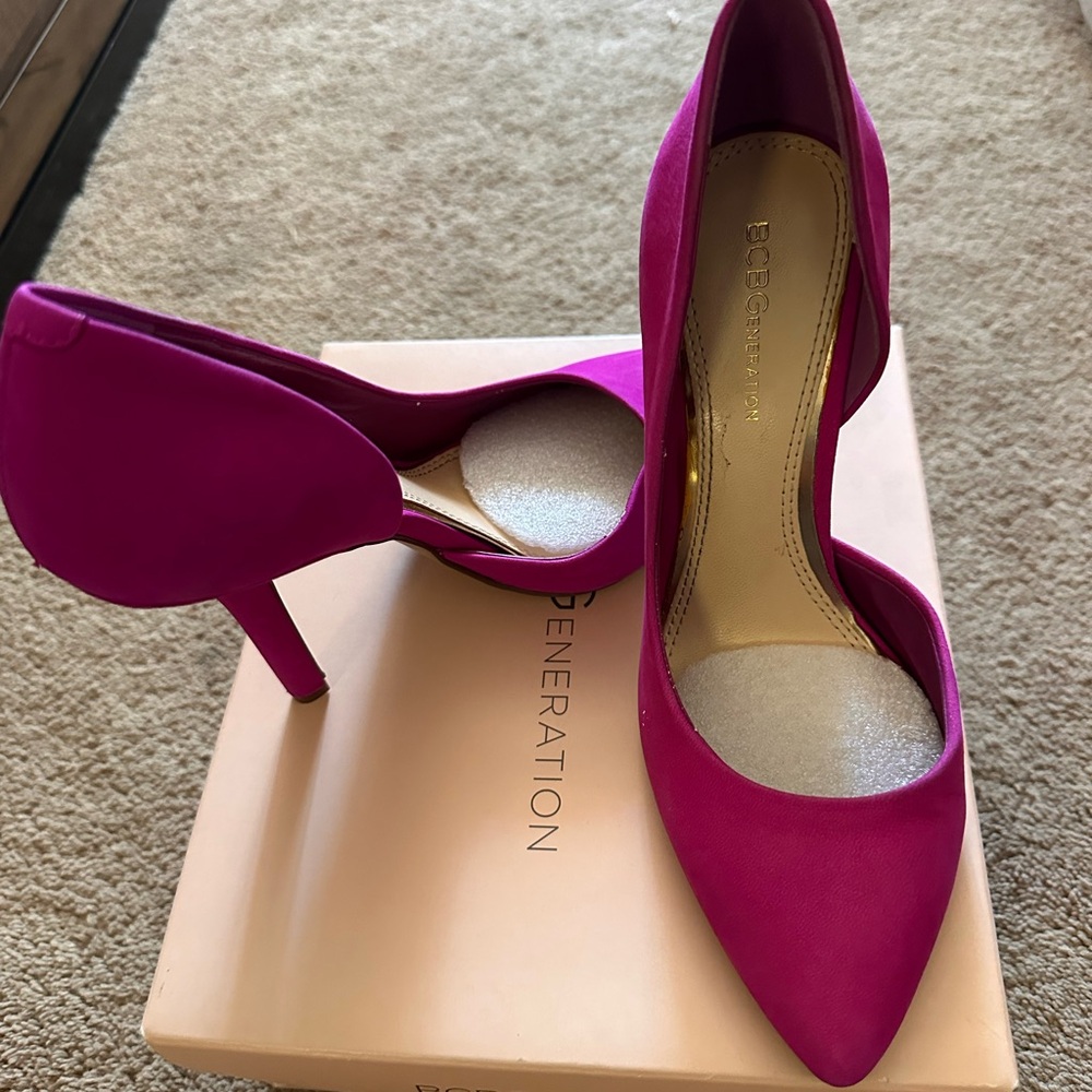 BCBGeneration Fuchsia Pointed-Toe D'Orsay Heels